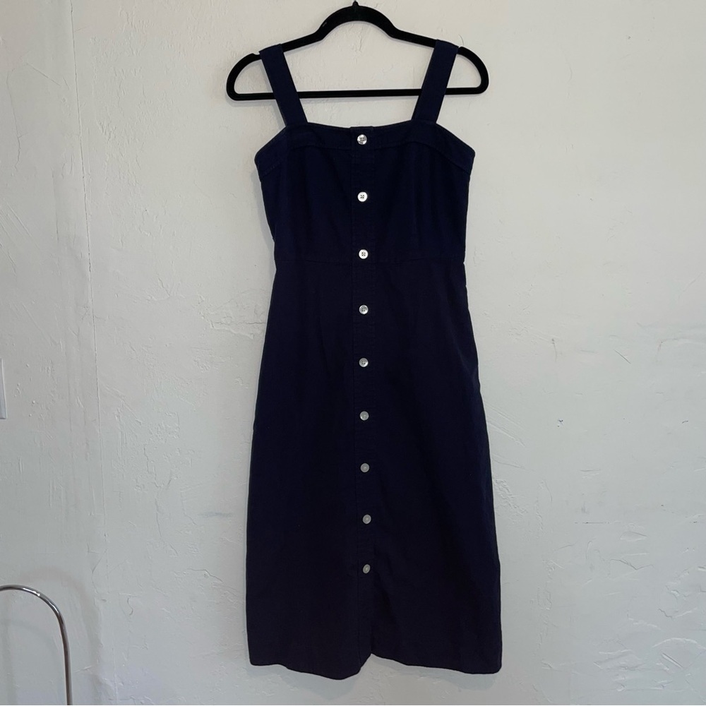 Everlane Cotton Weave Button-Down Ribbed Tank Midi Dress - Picture 2 of 6